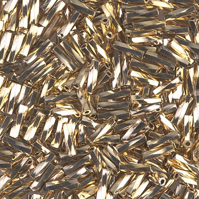 TW206-193:  2.0x6mm Tw Bugle 24kt Gold Light Plated 