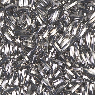 TW206-194:  Miyuki 2x6mm Twisted Bugle Bead Palladium Plated 