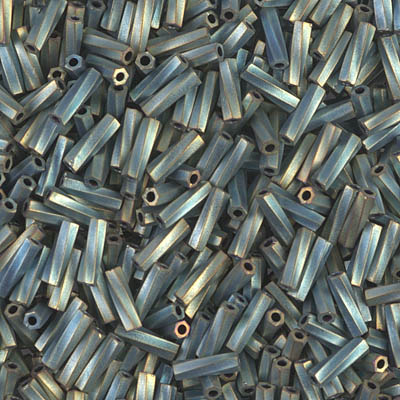 TW206-2008:  Miyuki 2x6mm Twisted Bugle Bead Matte Met Patina Iris (was TW206-1256) 