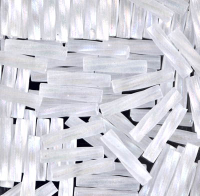 TW2712-131FR:  Miyuki 2.7x12mm Twisted Bugle Bead Matte Crystal AB (was TW2712-250F) 