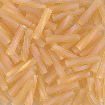TW2712-132FR:  Miyuki 2.7x12mm Twisted Bugle Bead Matte Tr Lt Topaz AB (was TW2712-251F) 