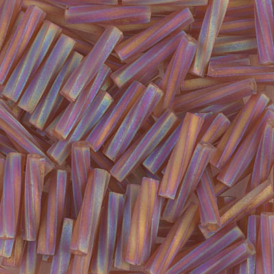 TW2712-134FR:  Miyuki 2.7x12mm Twisted Bugle Bead Matte Tr Dk Topaz AB (was TW2712-257F) 