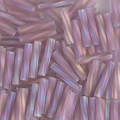 TW2712-142FR:  Miyuki 2.7x12mm Twisted Bugle Bead Tr Smoky Amethyst AB (was TW2712-256F) 