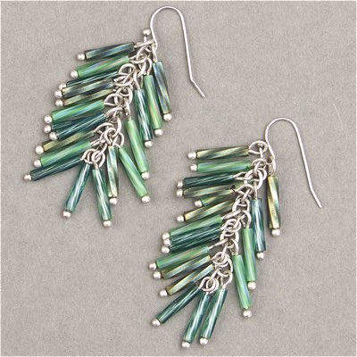TW2712-146FR:  Miyuki 2.7x12mm Twisted Bugle Bead Matte Tr Green AB (was TW2712-179F) - TW2712-146FR*