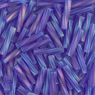 TW2712-151FR:  Miyuki 2.7x12mm Twisted Bugle Bead Matte Tr Cobalt AB (was TW2712-177F) 