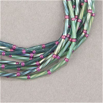 TW2712-1707:  Miyuki 2.7x12mm Twisted Bugle Bead Dyed Transparent Seafoam - TW2712-1707*