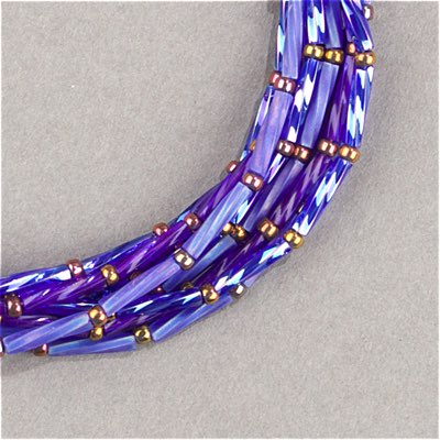 TW2712-1721:  Miyuki 2.7x12mm Twisted Bugle Bead Dyed Transparent Dark Purple - TW2712-1721*
