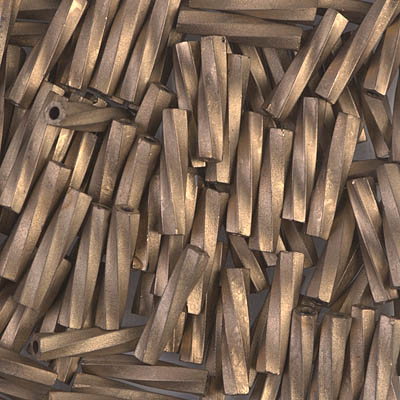 TW2712-2006:  Miyuki 2.7x12mm Twisted Bugle Bead Matte Met Dk Bronze (was TW2712-1255) 