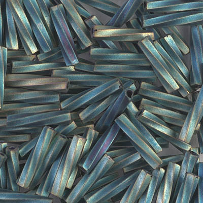 TW2712-2008:  Miyuki 2.7x12mm Twisted Bugle Bead Matte Met Patina Iris (was TW2712-1256)  approx  100 grams 
